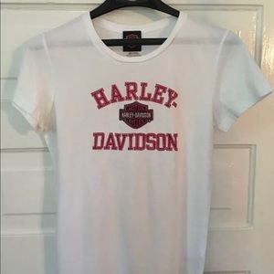 HARLEY DAVIDSON, Concord White Pink Logo Size M